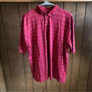 Nike Tiger Woods Polo Shirt Mens L Red Plaid Golf Activewear Casual Vintage